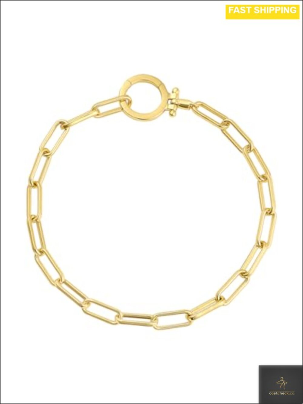 18K Gold-Plated Paperclip Link Bracelet 7 1/4" Layering Stackable
